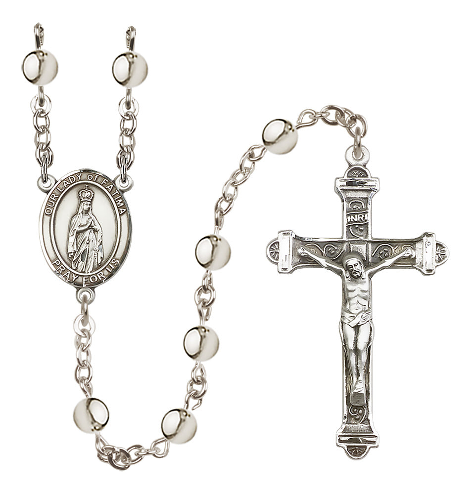 Our Lady of Fatima 6mm Silver-Plated Rosary