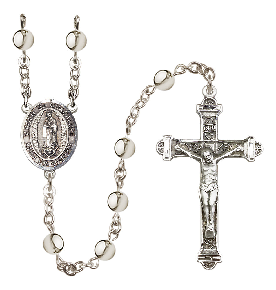 Virgen de Guadalupe 6mm Silver-Plated Rosary