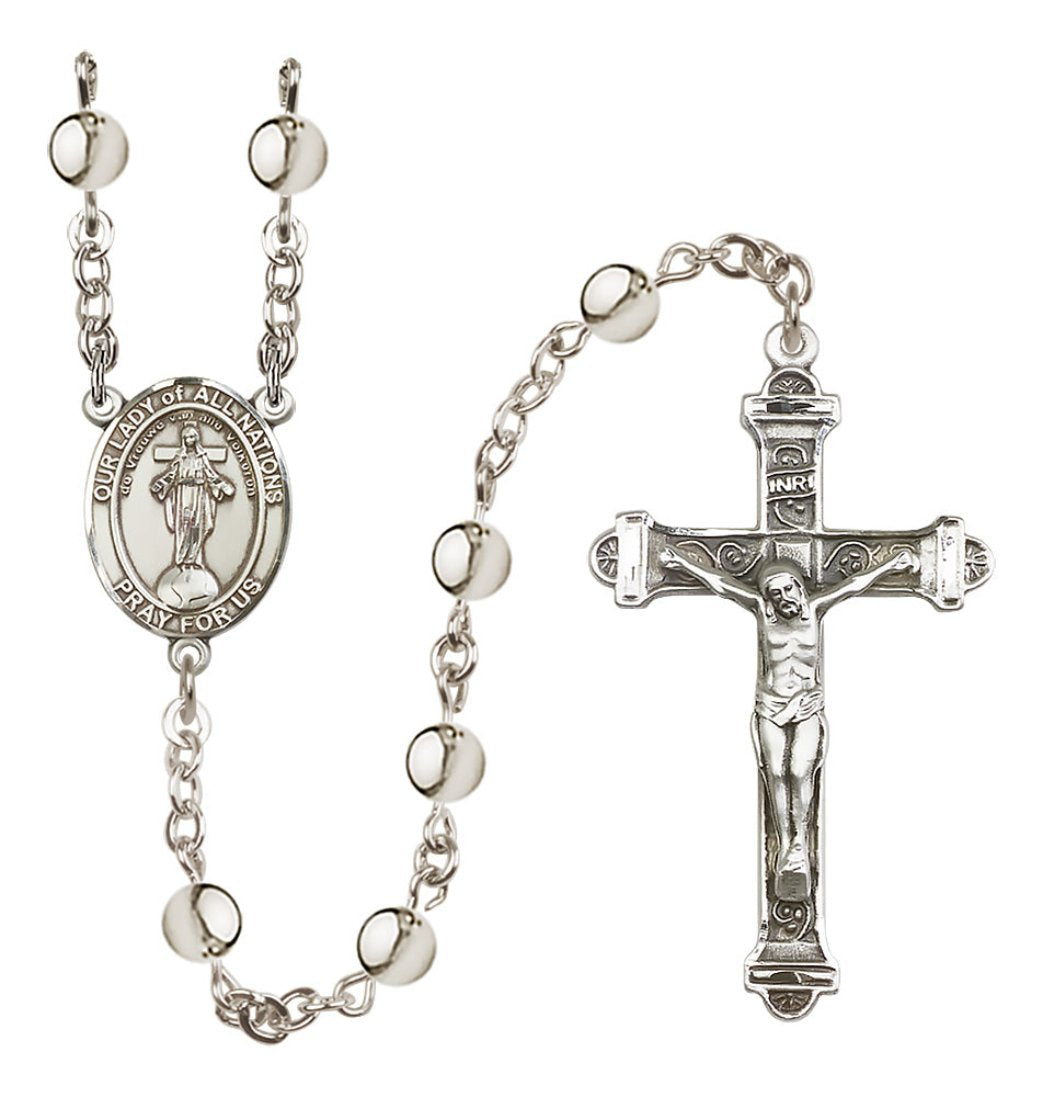 Bliss Our Lady of All Nations 6mm Silver-Plated Rosary,