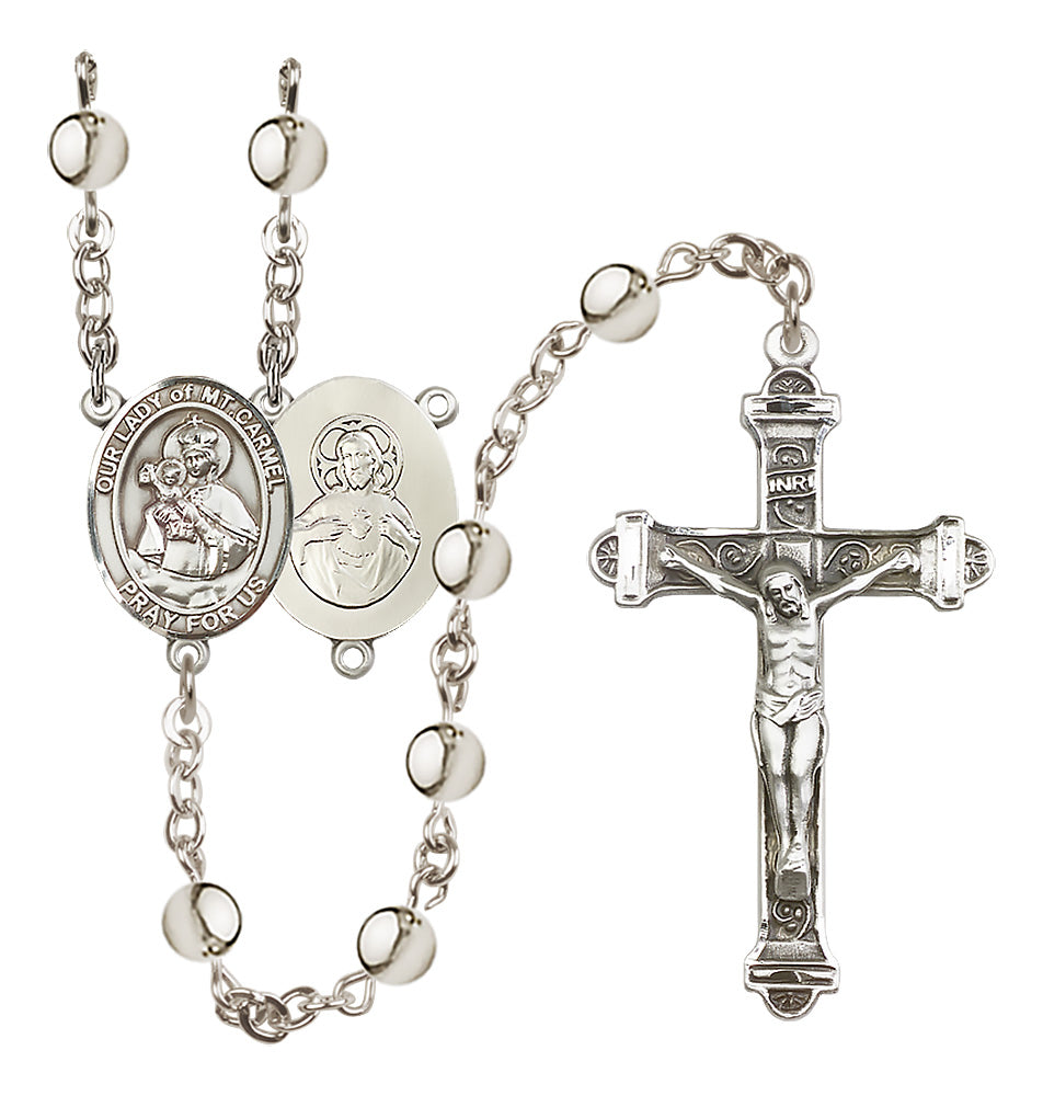 Our Lady of Mt Carmel 6mm Silver-Plated Rosary