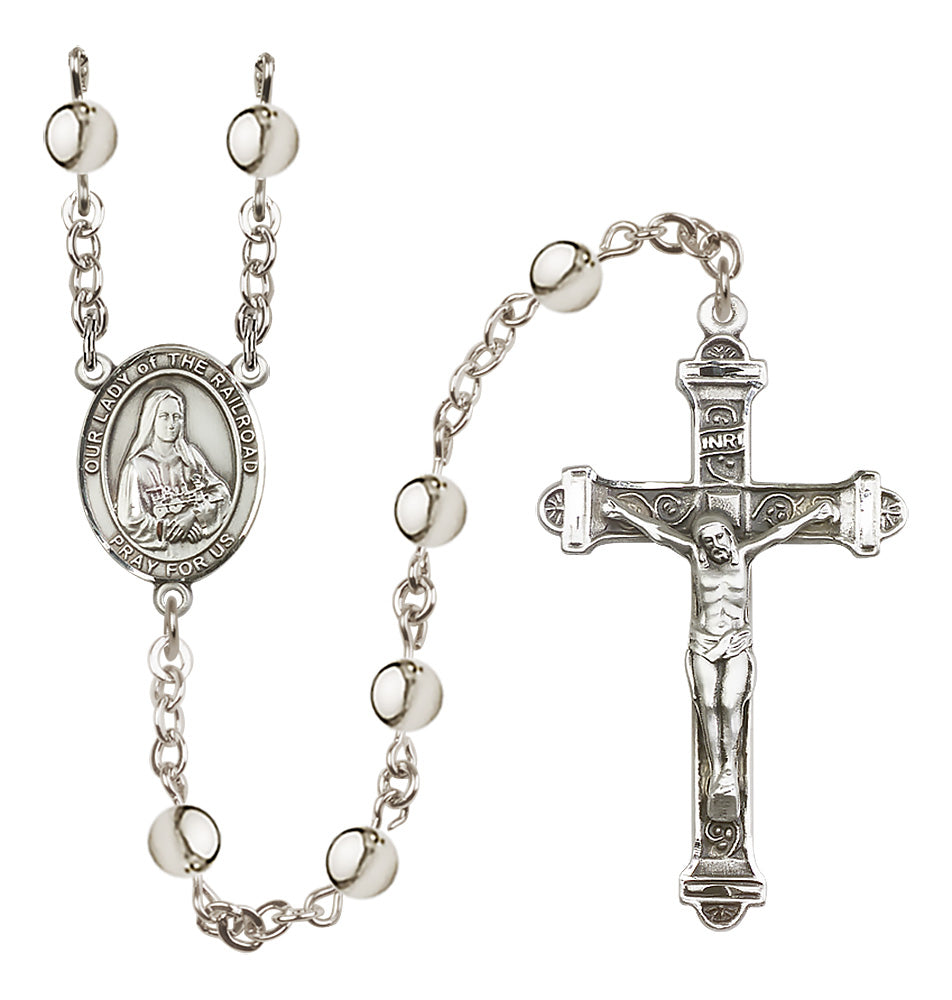 Our Lady of Railroad 6mm Silver-Plated Rosary