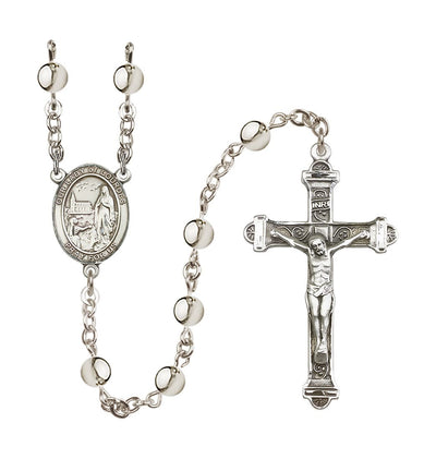 Our Lady of Lourdes Center 6mm Silver-Plated Bead Rosary, Bliss Manufacturing