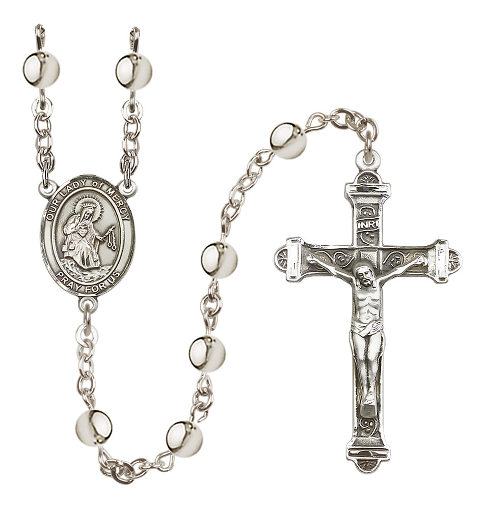 Our Lady of Mercy 6mm Silver-Plated Rosary