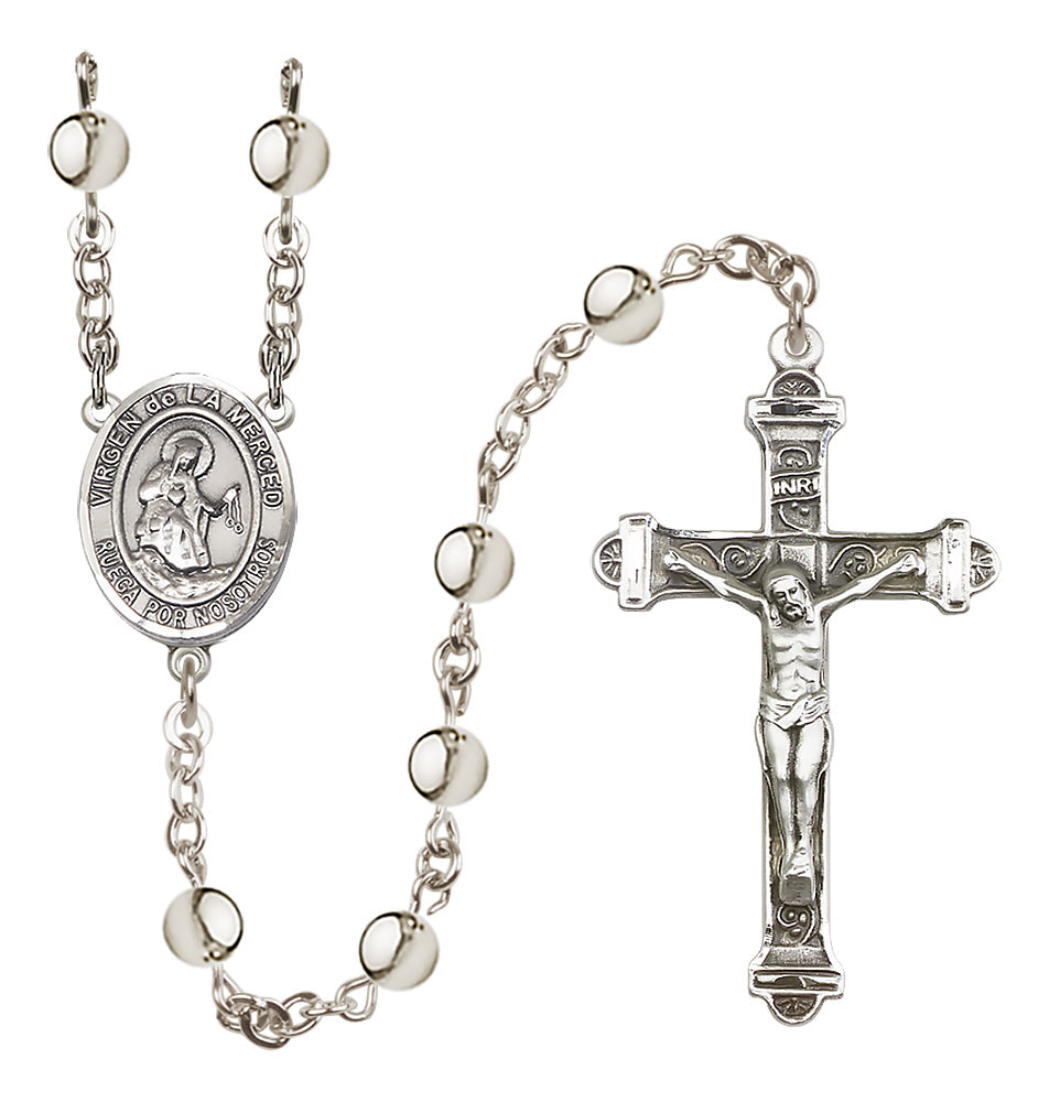 Our Lady of Virgen de la Merced 6mm Silver-Plated Rosary