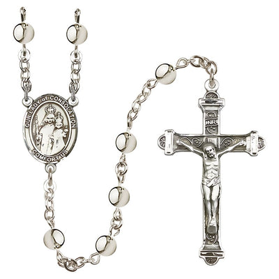 Our Lady of Consolation 6mm Silver-Plated Rosary with Gift Box, Bliss Manufacturing