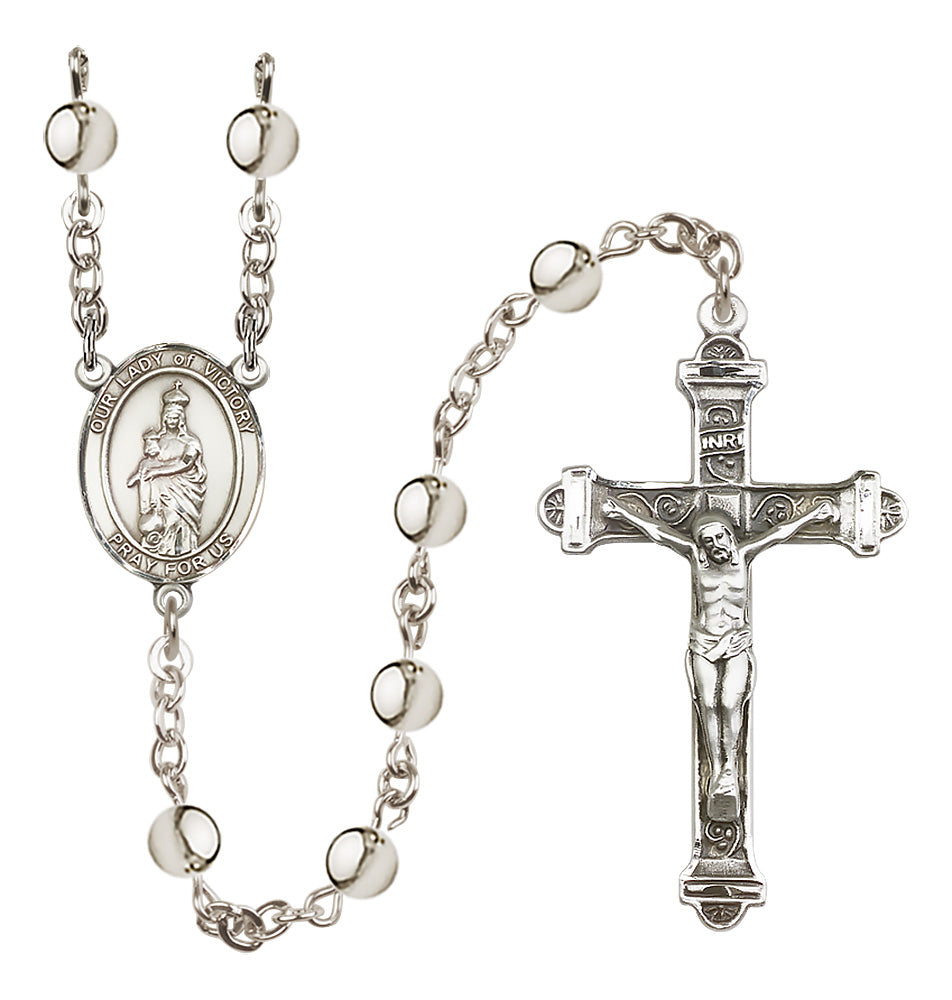 Our Lady of Victory 6mm Silver-Plated Rosary