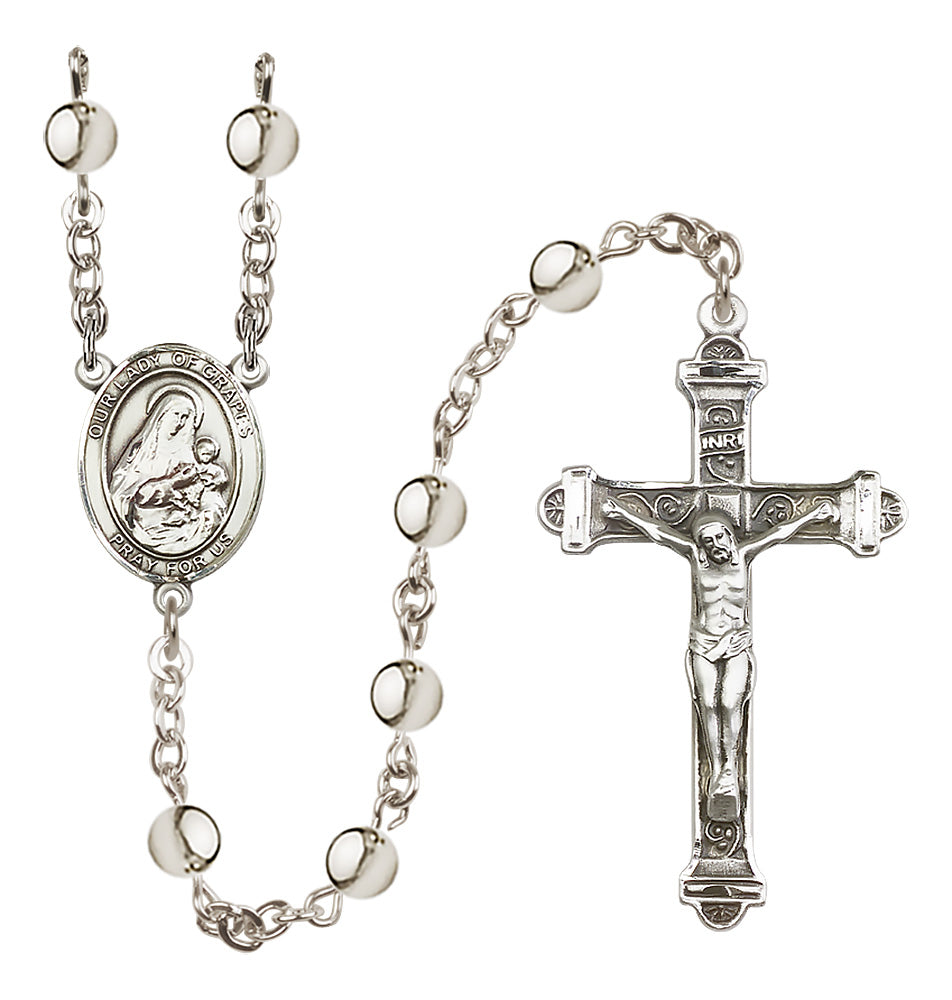 Our Lady of Grapes 6mm Silver-Plated Rosary