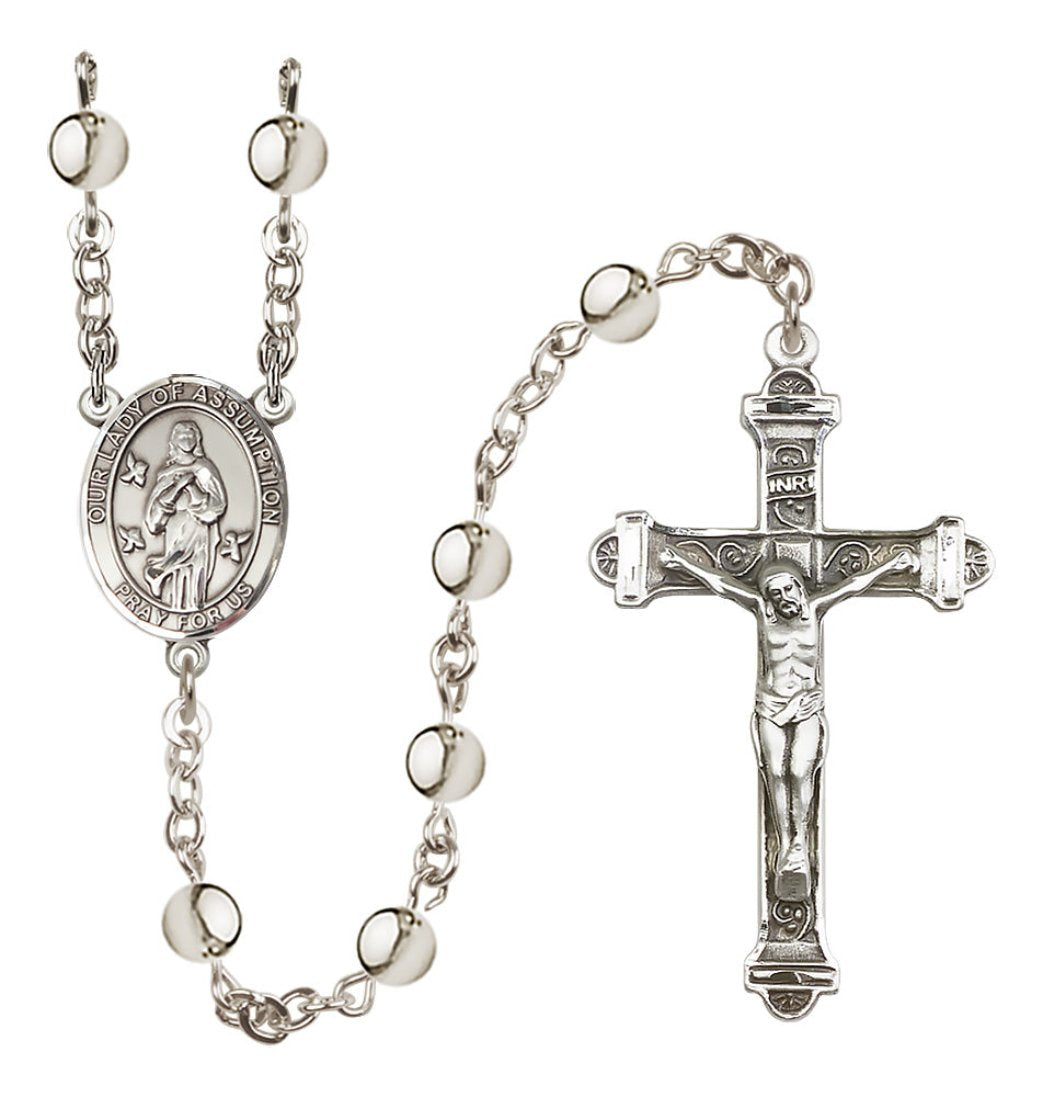 Our Lady of the Assumption 6mm Silver-Plated Bead Rosary,
