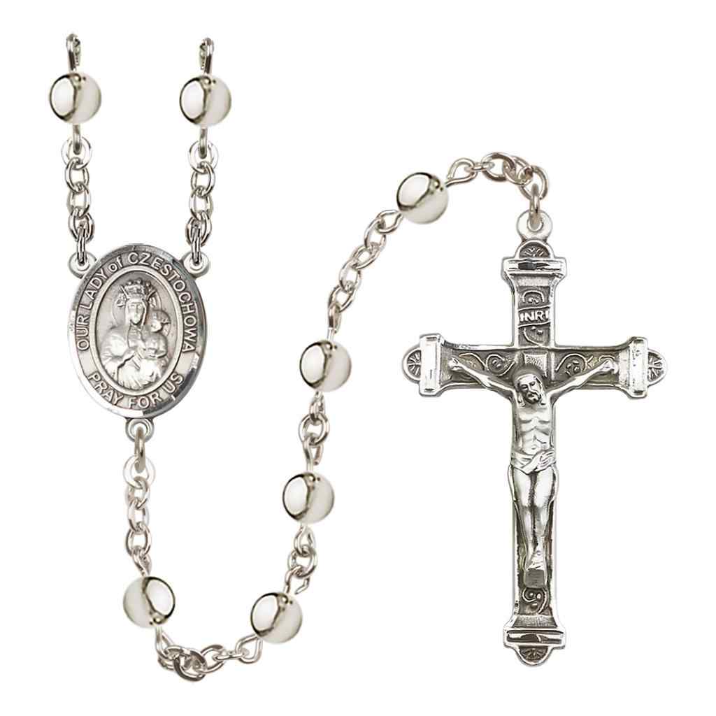 Our Lady of Czestochowa 6mm Silver-Plated Rosary, Bliss Manufacturing