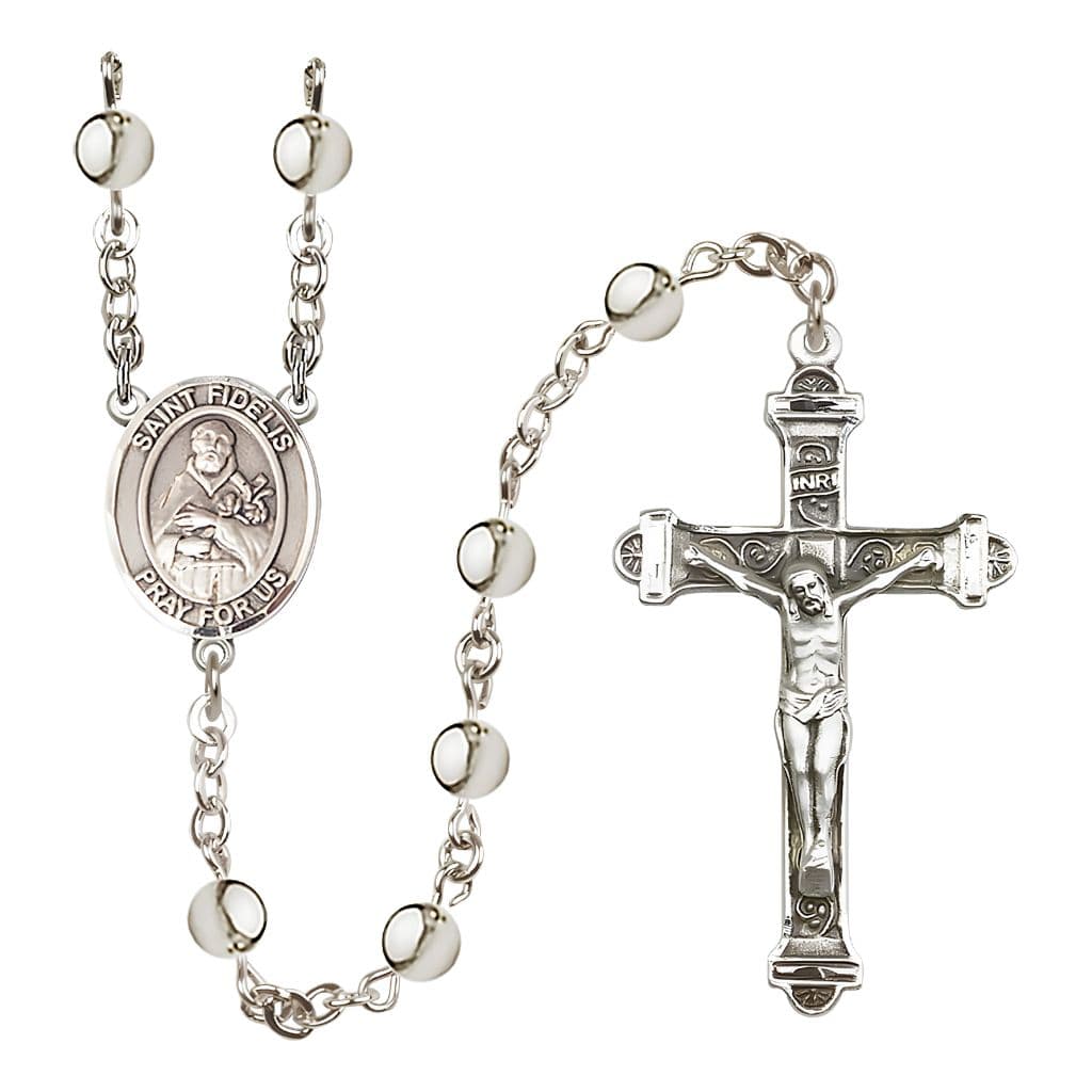 Bliss St. Fidelis of Sigmaringen 6mm Silver-Plated Catholic Rosary with Pewter Centerpiece and Crucifix