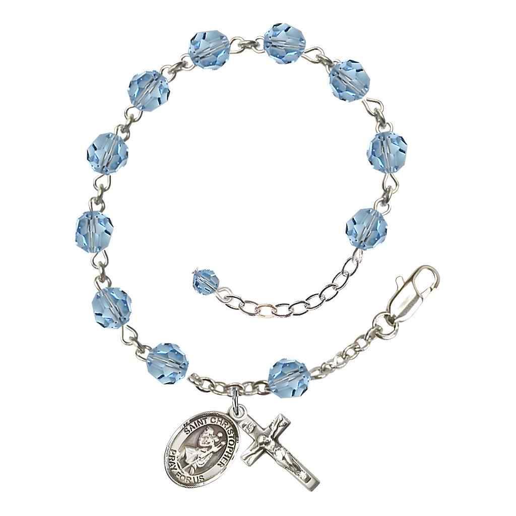 St. Christopher Birthstone Sterling Rosary Bracelet
