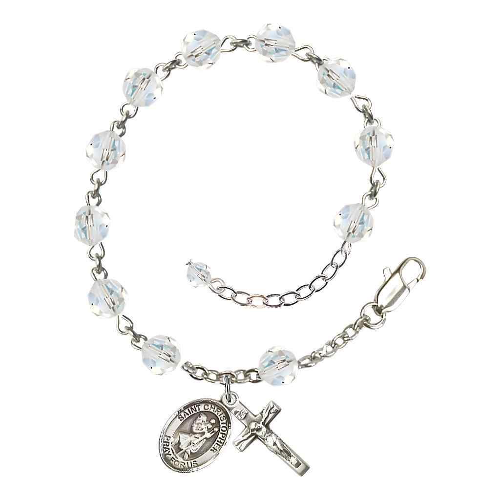 St. Christopher Birthstone Sterling Rosary Bracelet