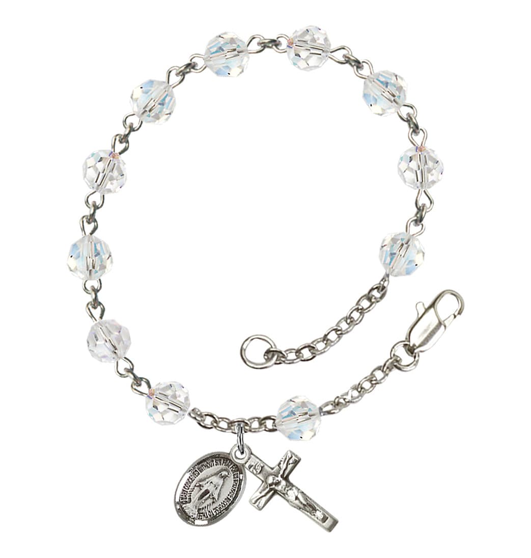 Bliss Miraculous 6mm Austrian Crystal Sterling Silver Rosary Bracelet,