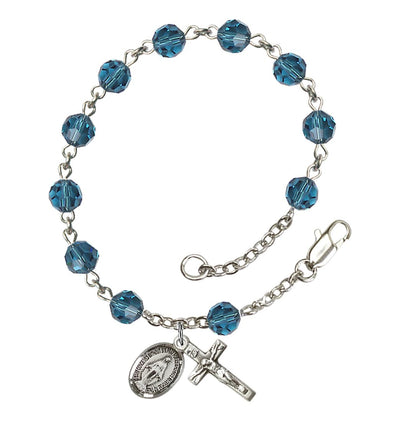 Miraculous 6mm Austrian Crystal Sterling Silver Rosary Bracelet in Indocolite, Bliss Manufacturing