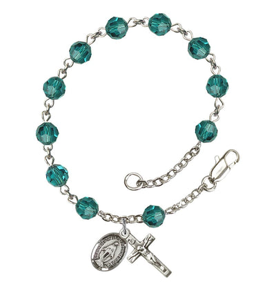 Miraculous 6mm Austrian Crystal Sterling Silver Rosary Bracelet in Zircon, Bliss Manufacturing