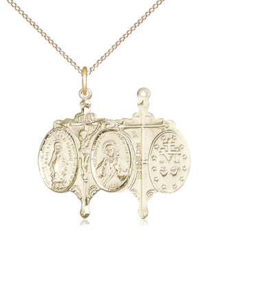 Catholic Novena Gold-Filled Medal Pendant with Gold-filled Chain, Bliss Manufacturing