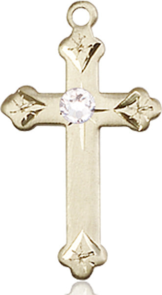 Bliss Birthstone Fancy Tip 14kt Gold Cross Pendant w/Austrian Crystals