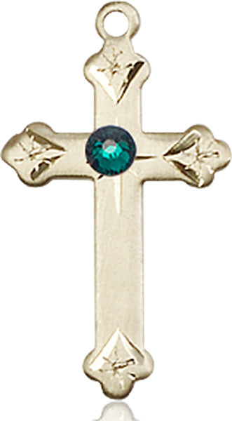 Bliss Birthstone Fancy Tip 14kt Gold Cross Pendant w/Austrian Crystals