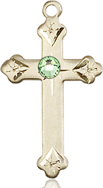 Bliss Birthstone Fancy Tip 14kt Gold Cross Pendant w/Austrian Crystals