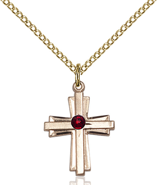 Bliss Birthstone Gold-filled Double Cross Pendant w/Austrian Crystals