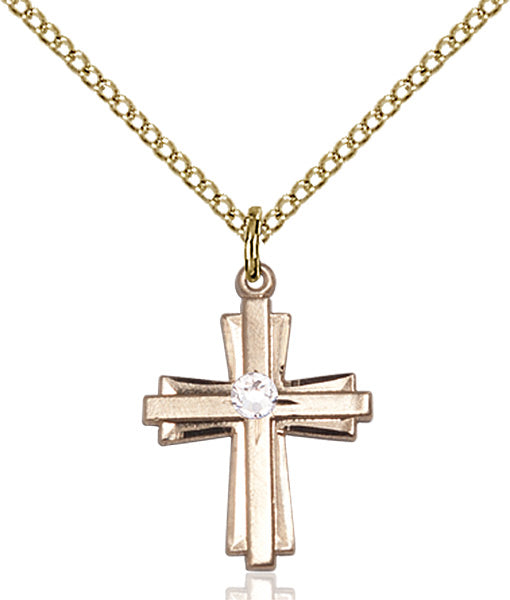 Bliss Birthstone Gold-filled Double Cross Pendant w/Austrian Crystals