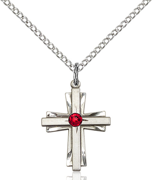 Bliss Birthstone Sterling Silver Double Cross Pendant w/Austrian Crystal