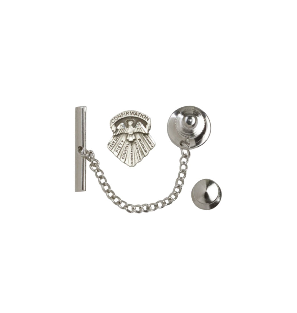 Bliss Manufacturing Sterling Silver Seven Gifts Lapel Pin with Silver Plate Tie Tac Set,