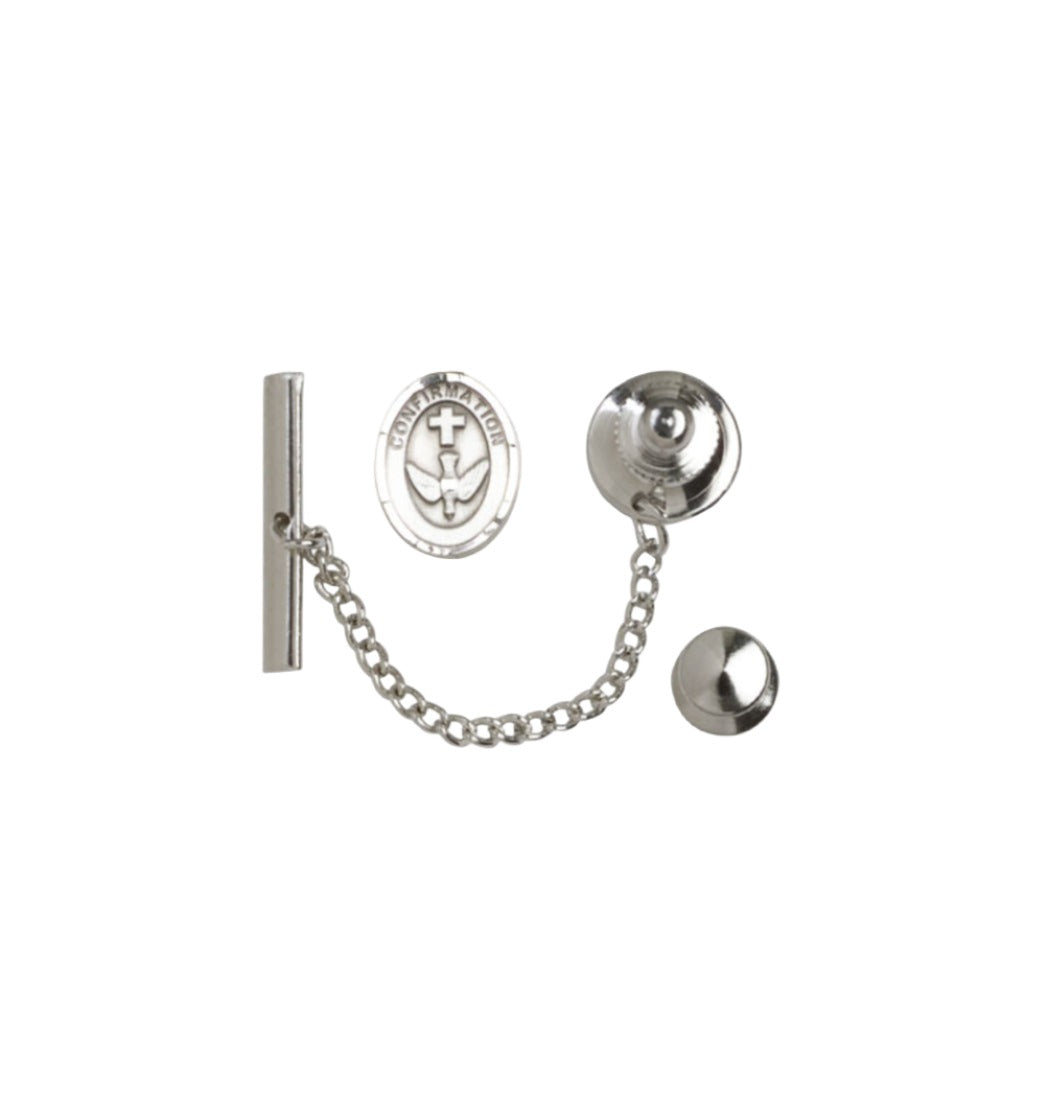 Sterling Silver Confirmation Lapel Pin with Silver Plate Tie Tac Set,