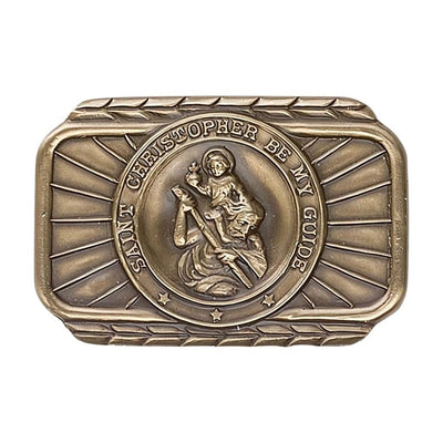St. Christopher Gold Oxide Auto Visor Clip, Made In Usa, Bliss Manufacturing