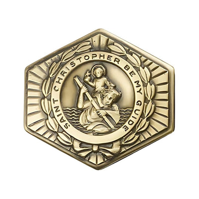 St. Christopher Gold Oxide Auto Visor Clip, Made in USA, Bliss Manufacturing