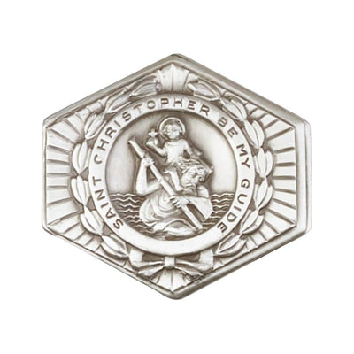 St. Christopher Pewter Auto Visor Clip, Made in USA, Bliss Manufacturing