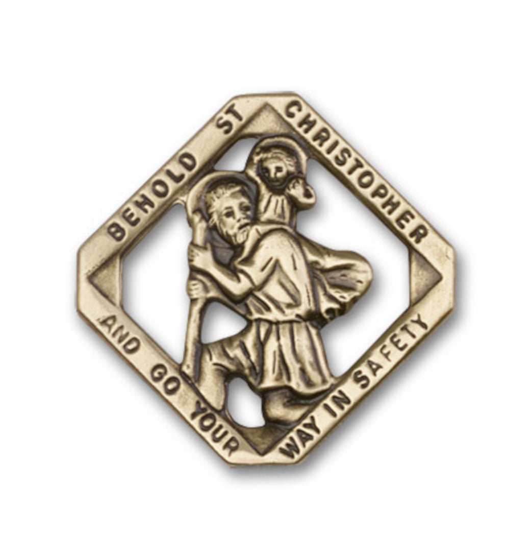 bliss diamond shape st christopher gold auto visor clip