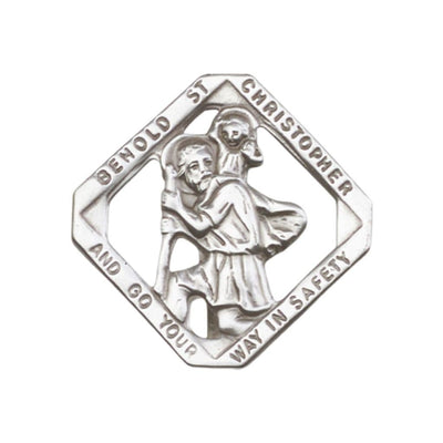 St. Christopher Diamond Shape Pewter Auto Visor Clip, Made In Usa, Bliss Manufacturing