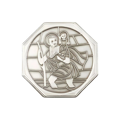 St. Christopher And Jesus Pewter Auto Visor Clip, Made In Usa, Bliss Manufacturing