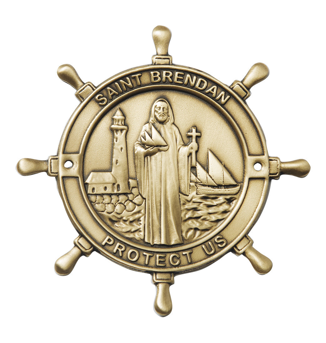 bliss st brendan patron saint boat wheel plaque