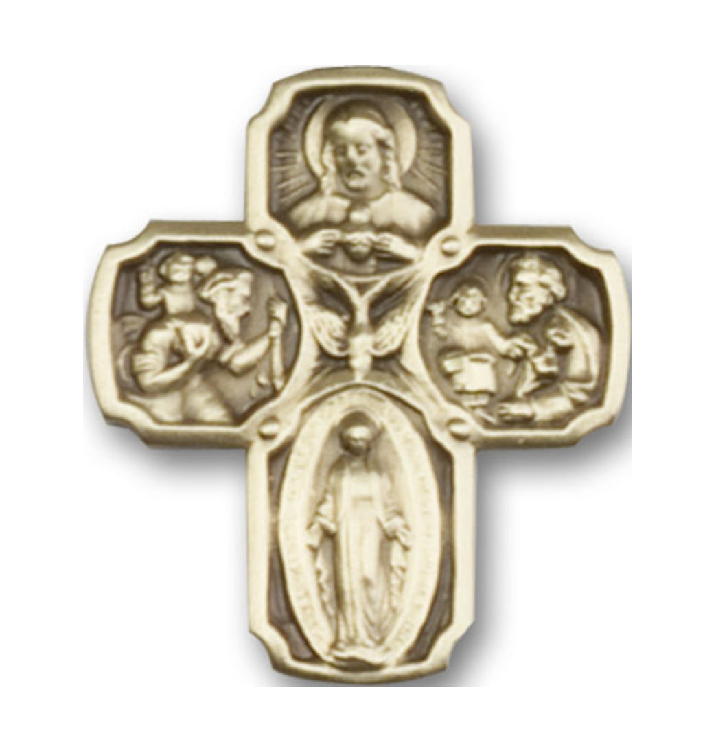 bliss catholic miraculous 4-way cross gold auto visor clip