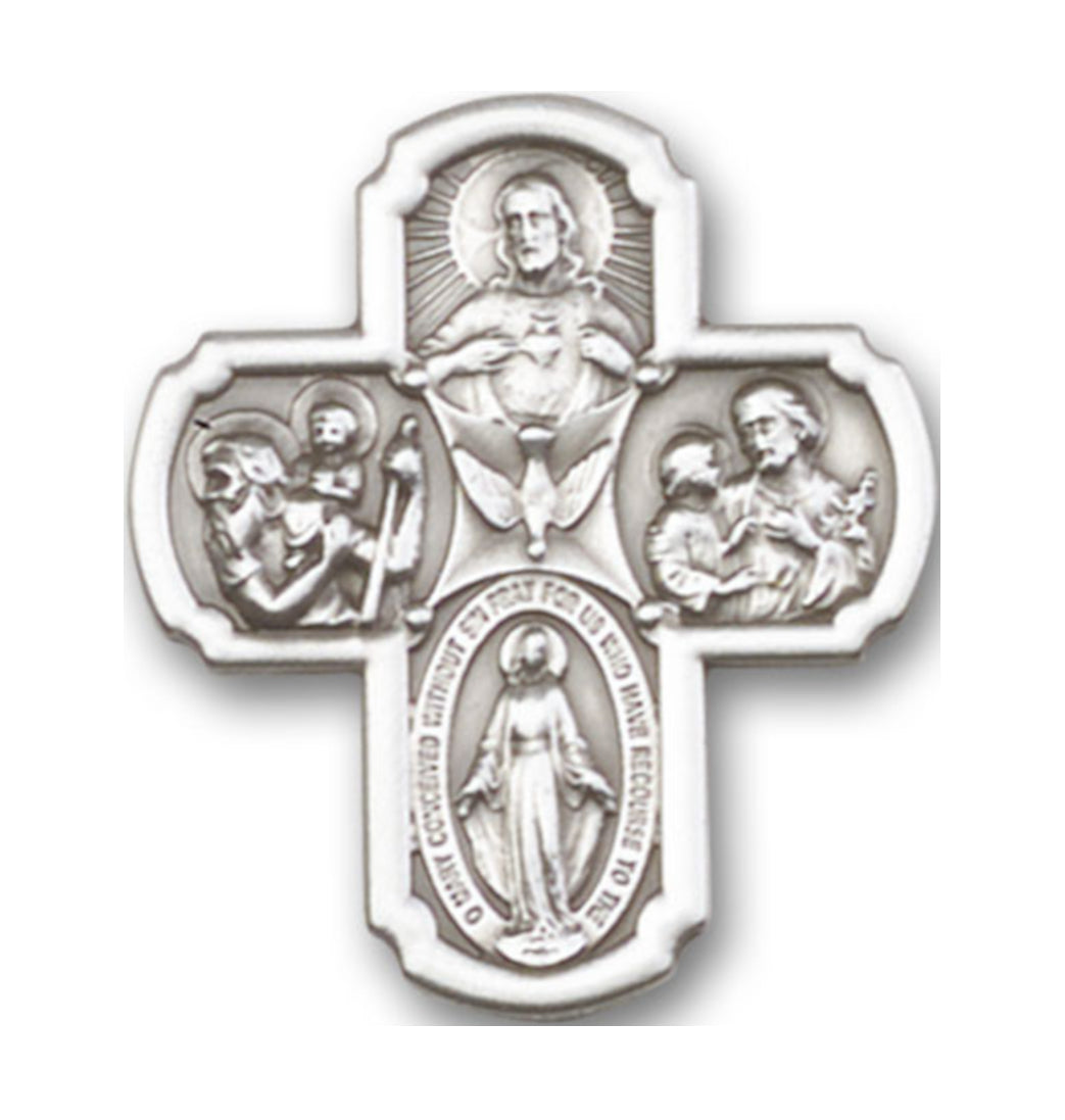 bliss catholic miraculous 4-way cross pewter auto visor clip