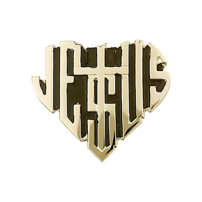 Jesus Heart Shape Gold Oxide Auto Visor Clip, Made In Usa, Bliss Manufacturing