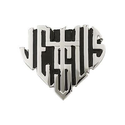 Jesus Heart Shaped Pewter Auto Visor Clip, Made In Usa, Bliss Manufacturing