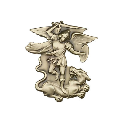 St. Michael With The Dragon Under Foot Gold Oxide Auto Visor Clip, Made In Usa, Bliss Manufacturing