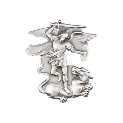 St. Michael With The Dragon Under Foot Pewter Auto Visor Clip, Made In Usa, Bliss Manufacturing