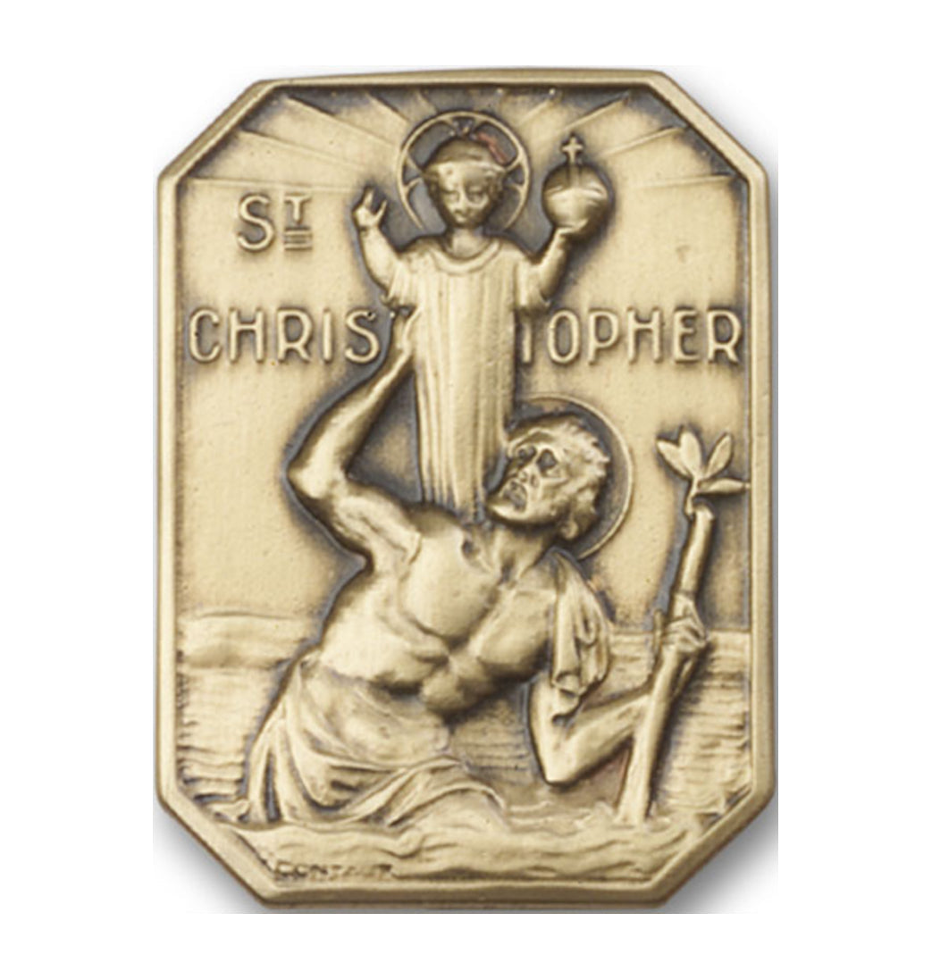 bliss st christopher and child jesus gold auto visor clip