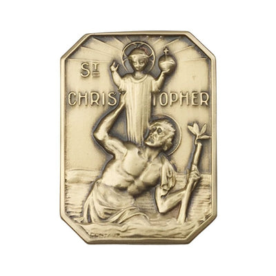 St. Christopher And Child Jesus Gold Oxide Auto Visor Clip, Made In Usa, Bliss Manufacturing