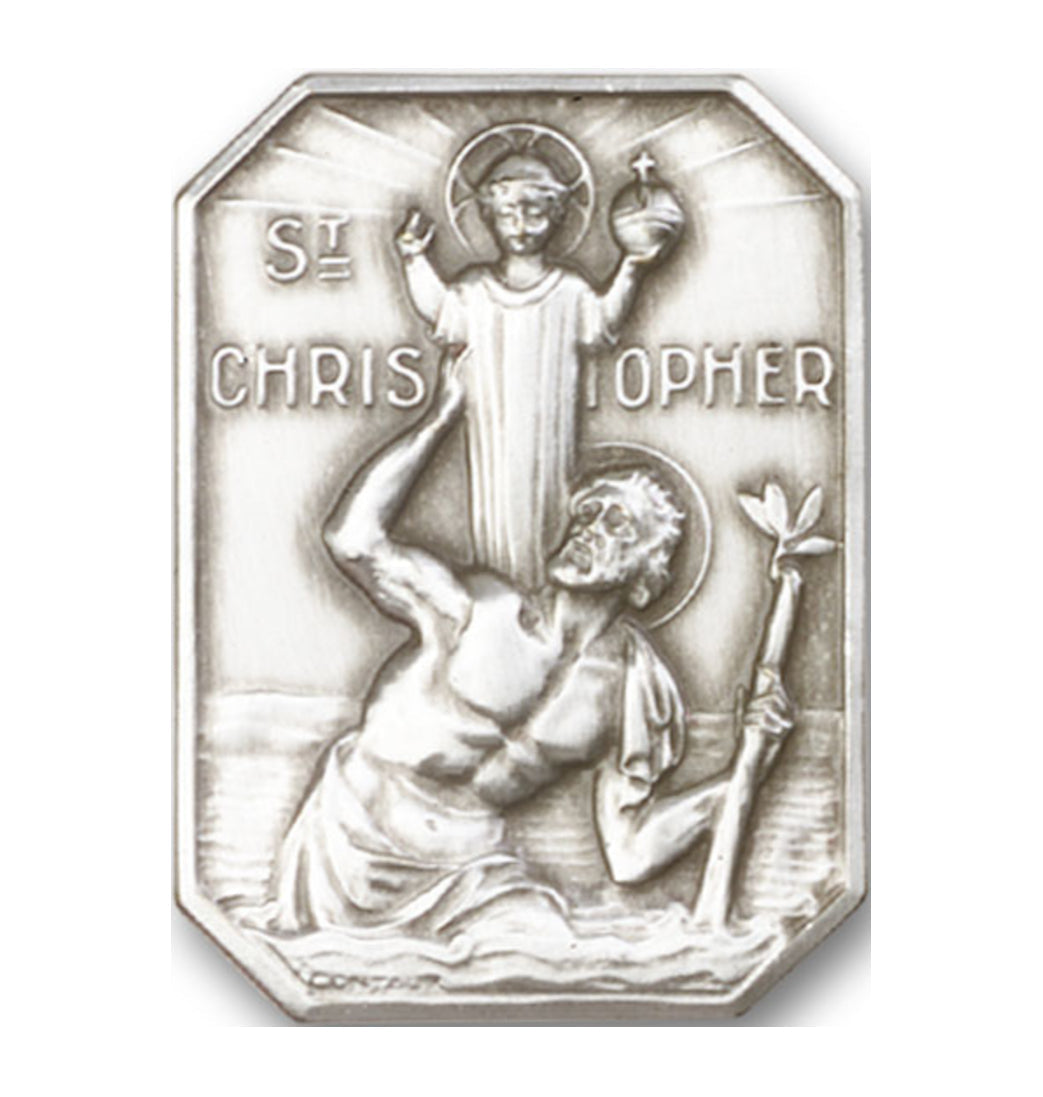 bliss st christopher and child jesus pewter auto visor clip