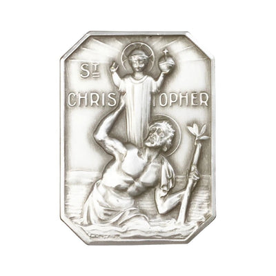 St. Christopher And Child Jesus Pewter Auto Visor Clip, Made In Usa, Bliss Manufacturing