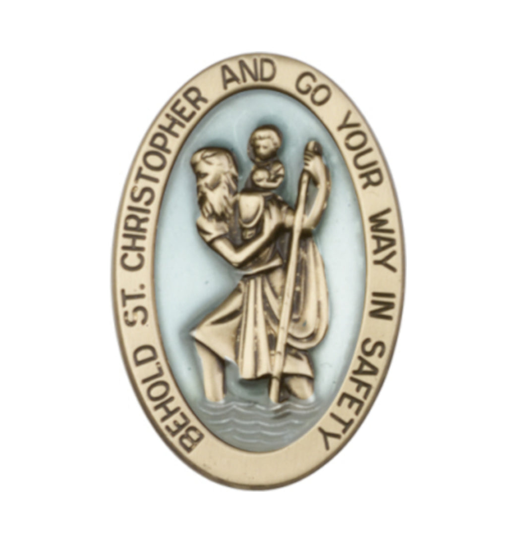 bliss st christopher blue epoxy gold auto visor clip