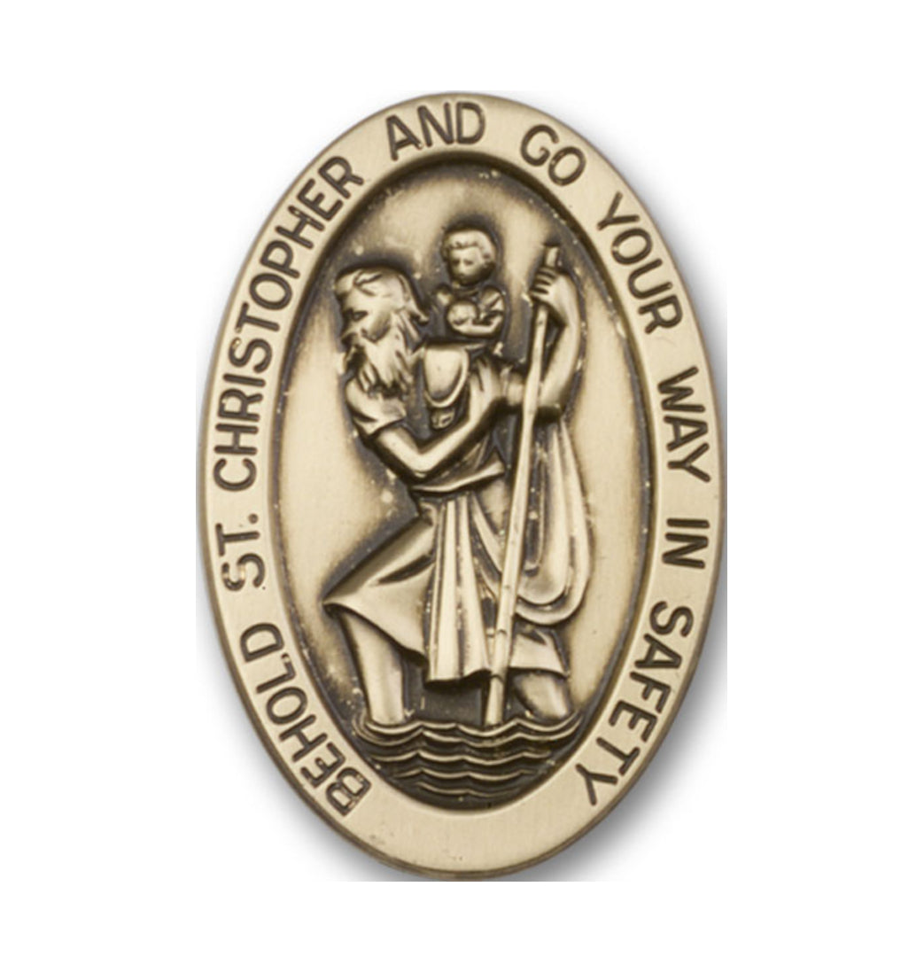 bliss oval st christopher gold auto visor clip