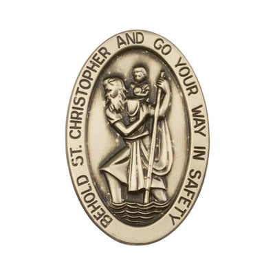 Oval St. Christopher Gold Oxide Auto Visor Clip, Made In Usa, Bliss Manufacturing