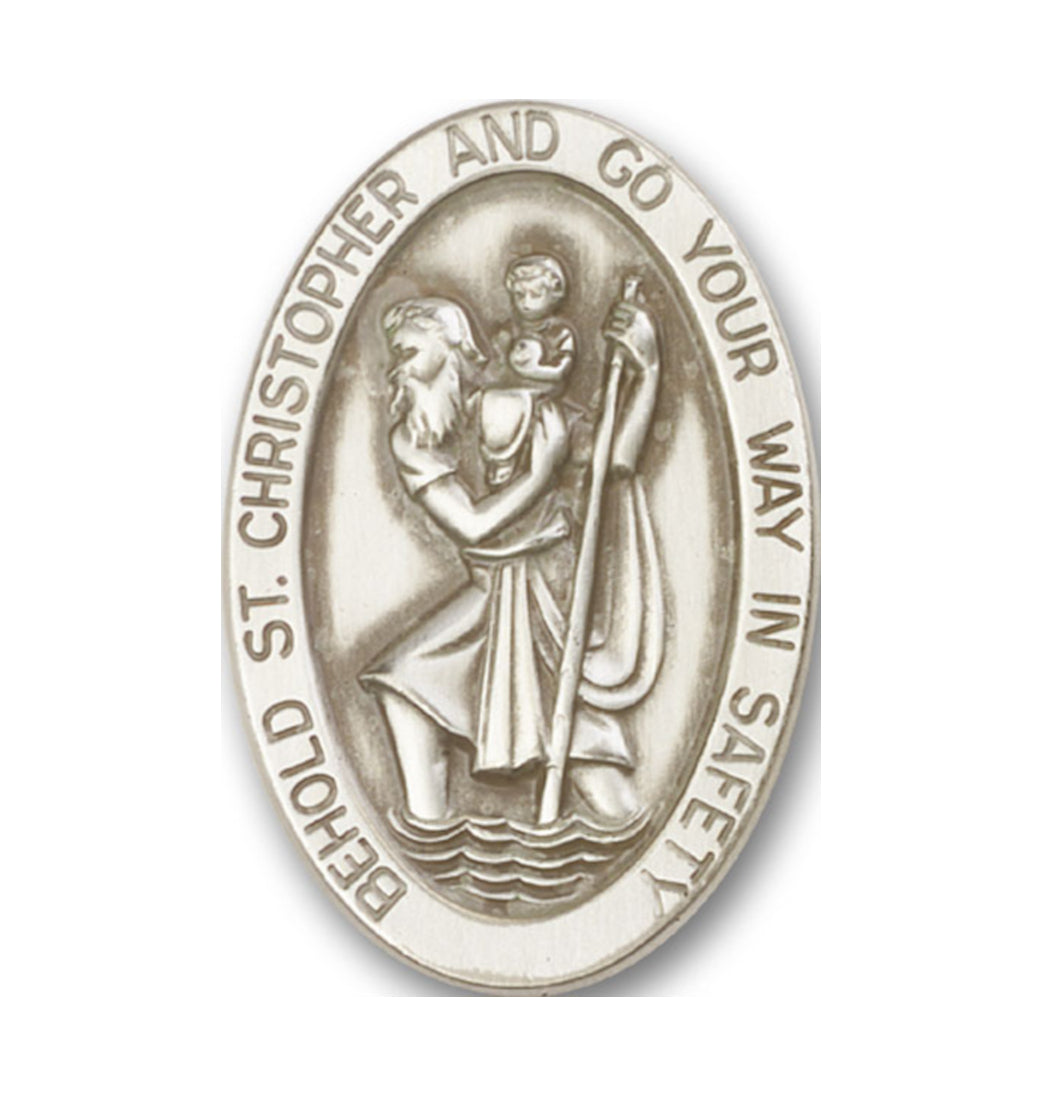 bliss oval st christopher pewter auto visor clip