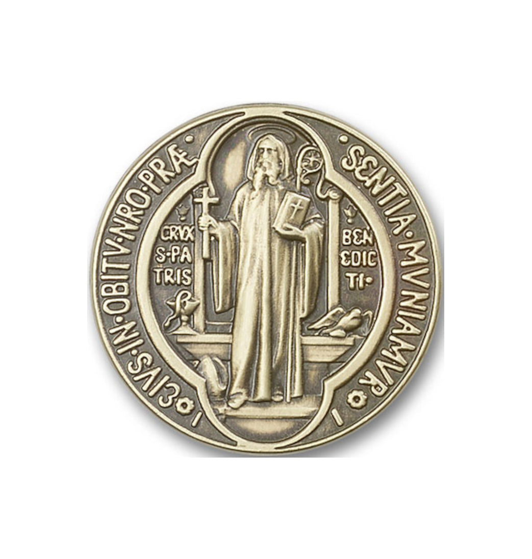 bliss st benedict patron saint gold auto visor clip